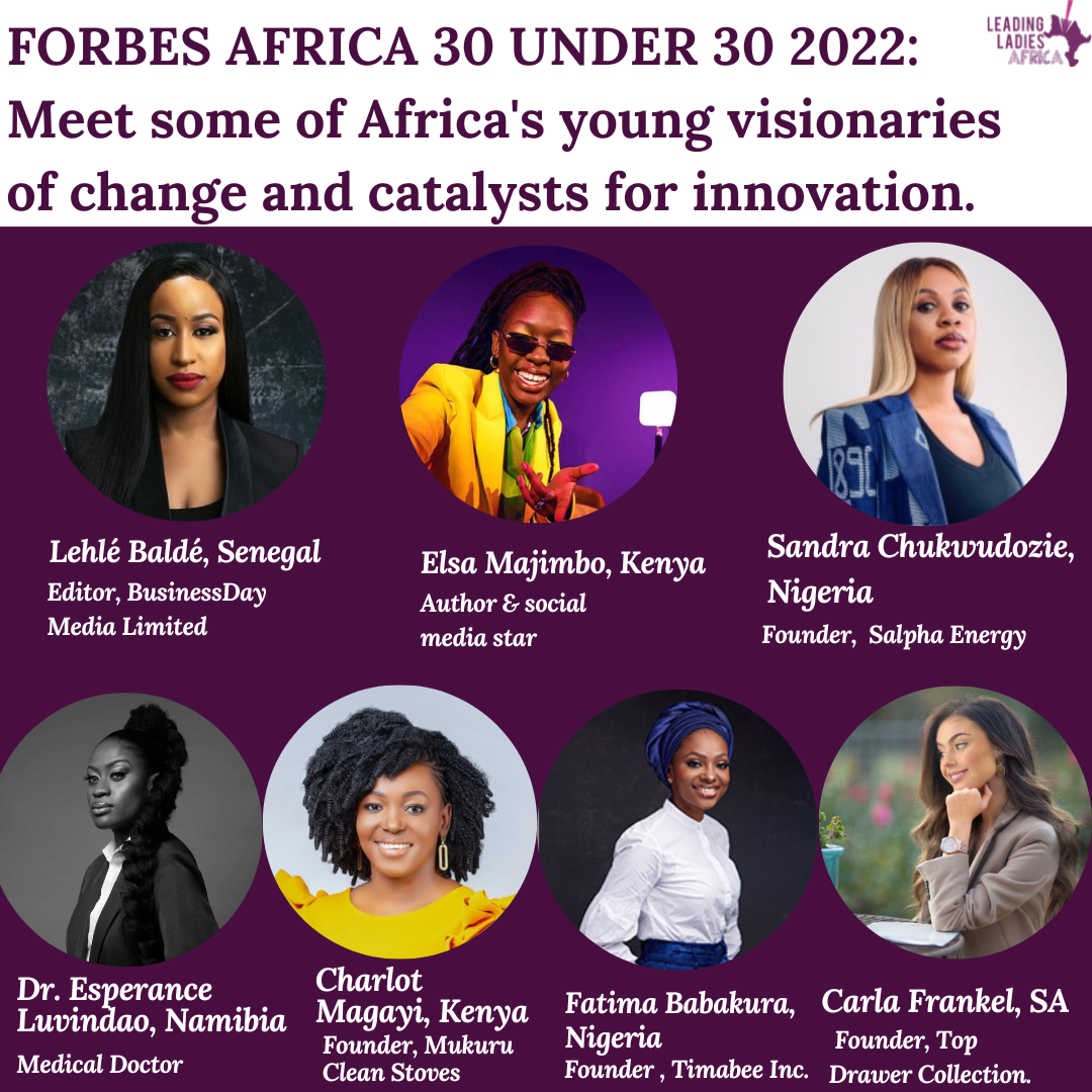FORBES AFRICA 30 UNDER 30 2022: Lehlé Baldé, Elsa Majimbo & Fatima some of Africa's young visionaries of change and catalysts for innovation. – Leading Ladies Africa